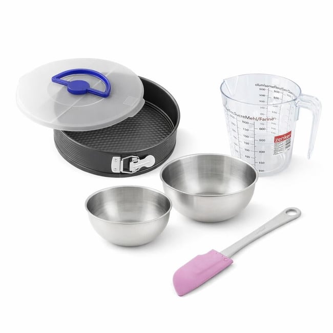 Set pâtisserie moule à manqué 26 cm, 2 bols à mixer, verre noir <span itemprop=