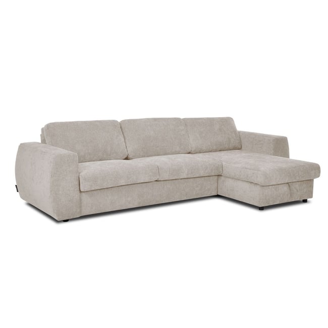 Canapé d'angle convertible 4 places en tissu texturé couchage 140x190 cm, HUGO - BOBOCHIC