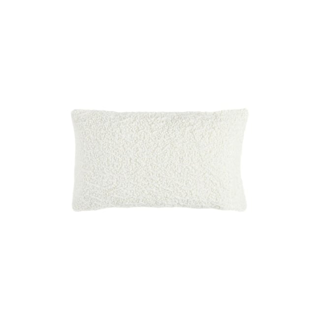 Coussin en maille texturée de laine ivoire <span itemprop=