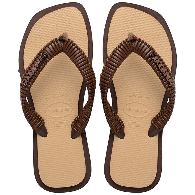 Tongs TOP SQUARE FUSION BOHO marron <span itemprop=