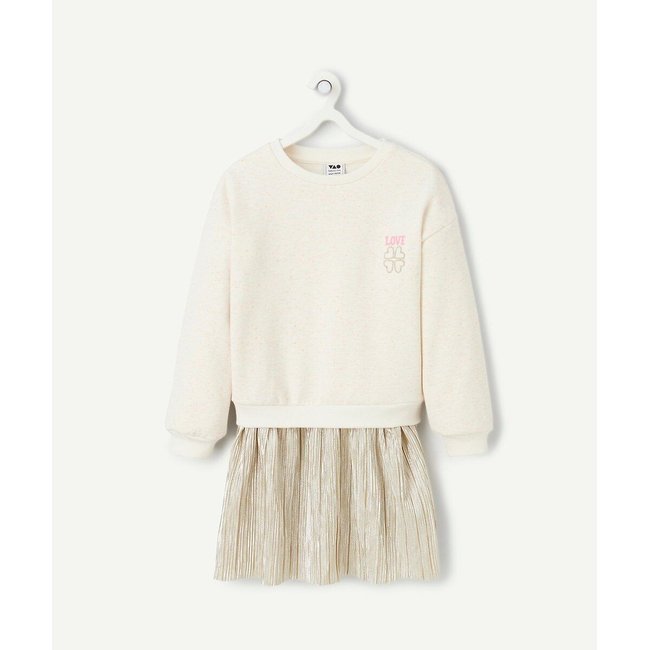 Robe manches longues ecru <span itemprop=