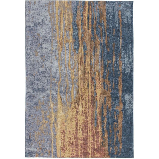 Tapis rectangulaire tissé à la main Couleur beige, bleu <span itemprop=