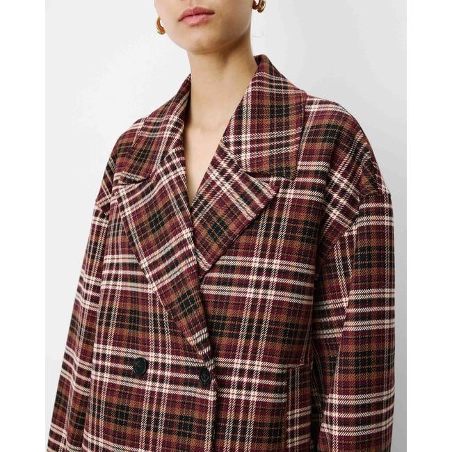 Manteau oversize croisé à carreaux cherry Ayme cherry <span itemprop=
