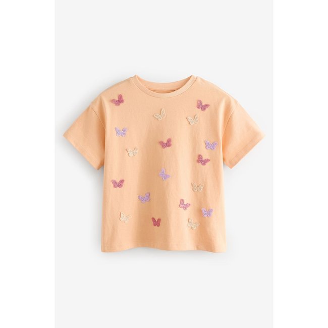 T-shirt papillon en crochet orange <span itemprop=