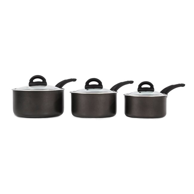 3-Piece Cerasure Saucepan Set with Lids, graphite, TOWER