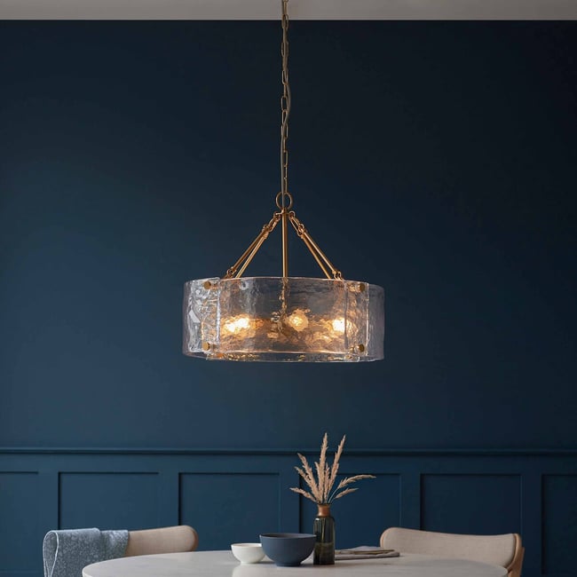 Kobe 6-Light Hammered Glass Pendant Light, brass, ÉDITÉ