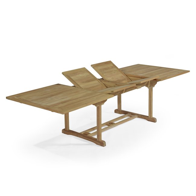 Table extensible rectangulaire teck massif 12 places Sydney naturel <span itemprop=