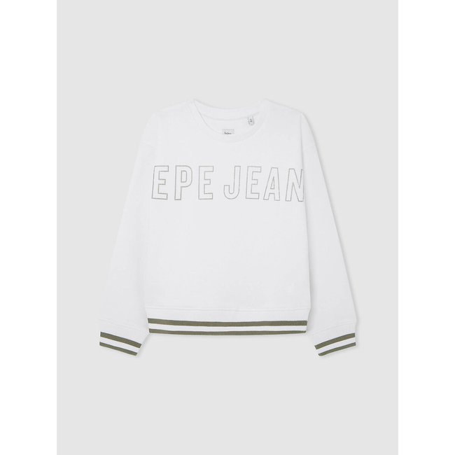Sweat col rond à manches longues blanc <span itemprop=