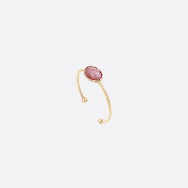 Bague plaqué or - CAB OVALE rose <span itemprop=