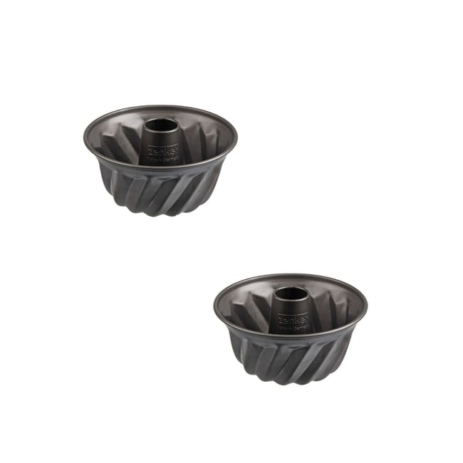 Lot de 2 moules à kouglof 18/18 cm en acier SPÉCIAL MINI noir <span itemprop=