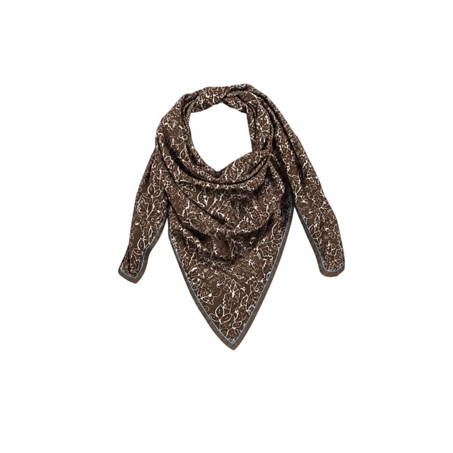 Foulard en voile de coton, RAYURES marron chantilly <span itemprop=