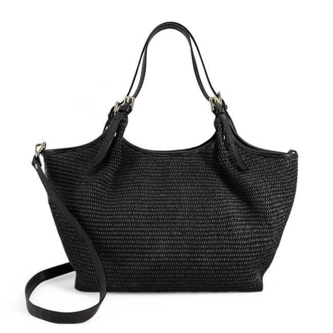 Sac cabas en cuir grainé et raphia IMPERIA - OH MY BAG