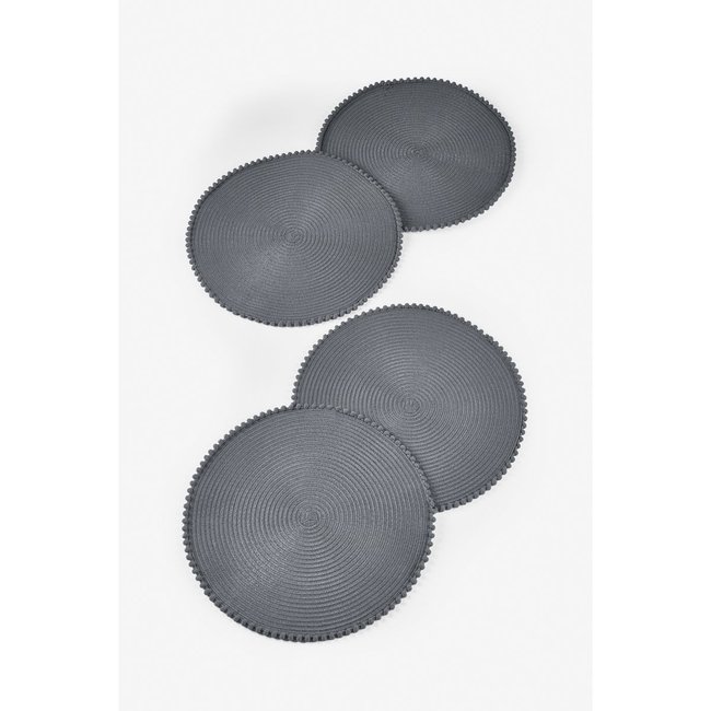 Set de table à pompons, lot de 4 gris anthracite <span itemprop=