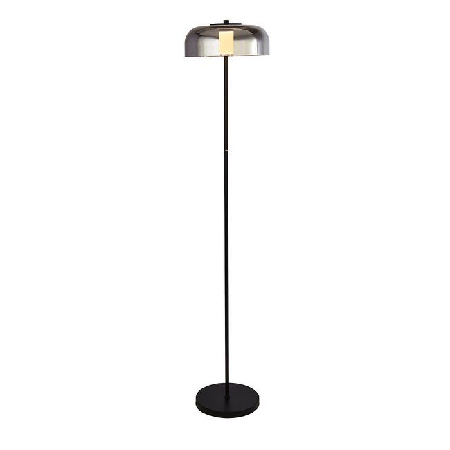 Smoked Glass Led Dome Floor Lamp with Black Metal Base, black, SO'HOME