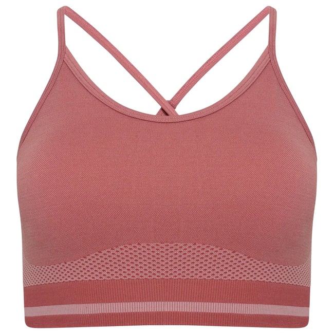 Brassière de sport confortable à bretelles fines croisées rose rouge <span itemprop=