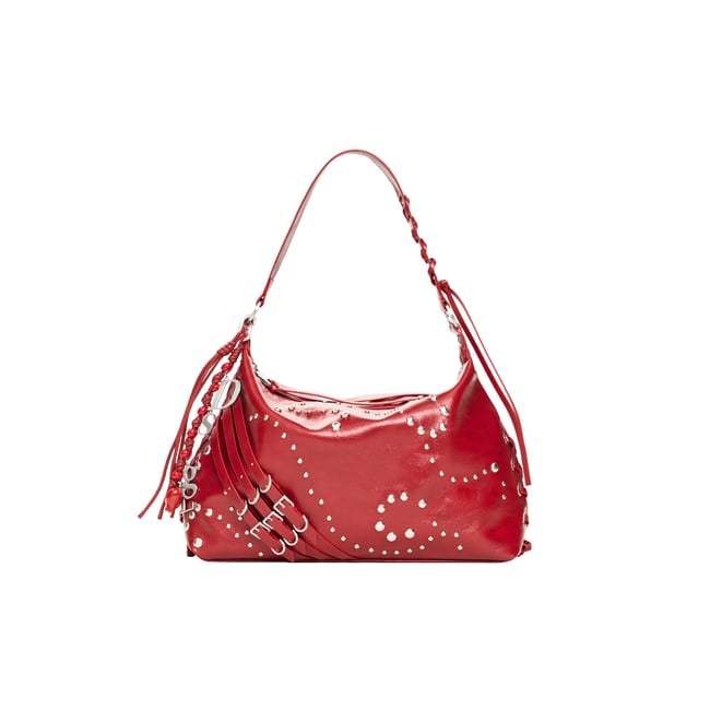 Sac effet cuir moyen rouge <span itemprop=