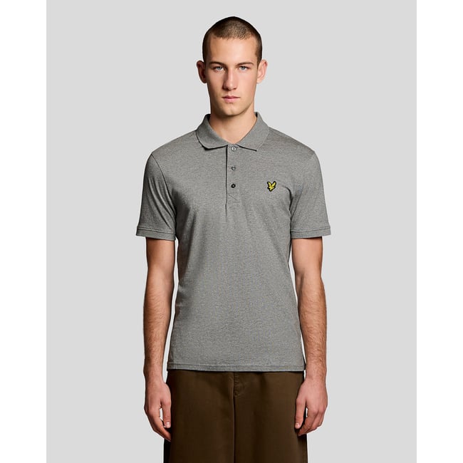 Polo en coton Jersey gris moyen chiné <span itemprop=