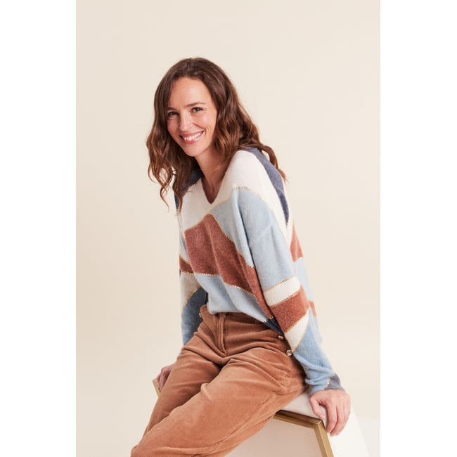 Pull manches longues multicolore <span itemprop=
