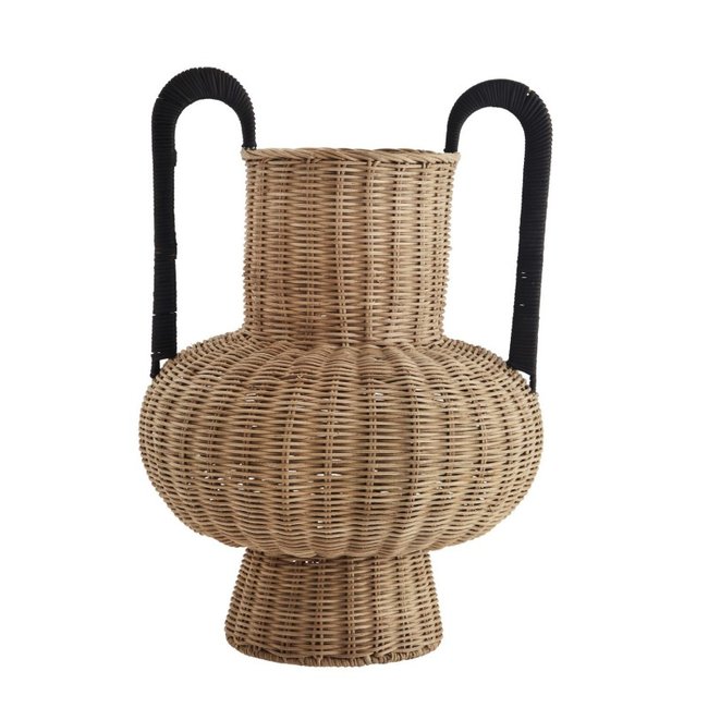 Vase décoratif rotin tressé Couleur marron <span itemprop=