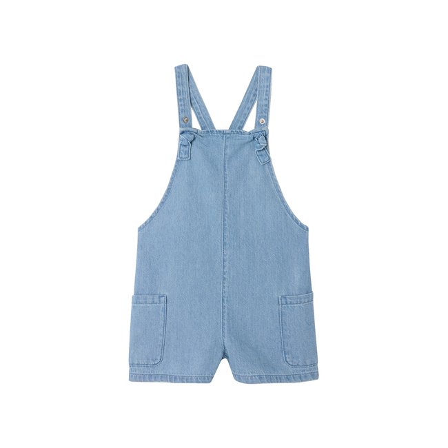Salopette courte en denim léger bleu <span itemprop=