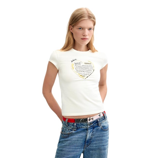 T-SHIRT EN MAILLE IMPRIMÉE blanc <span itemprop=
