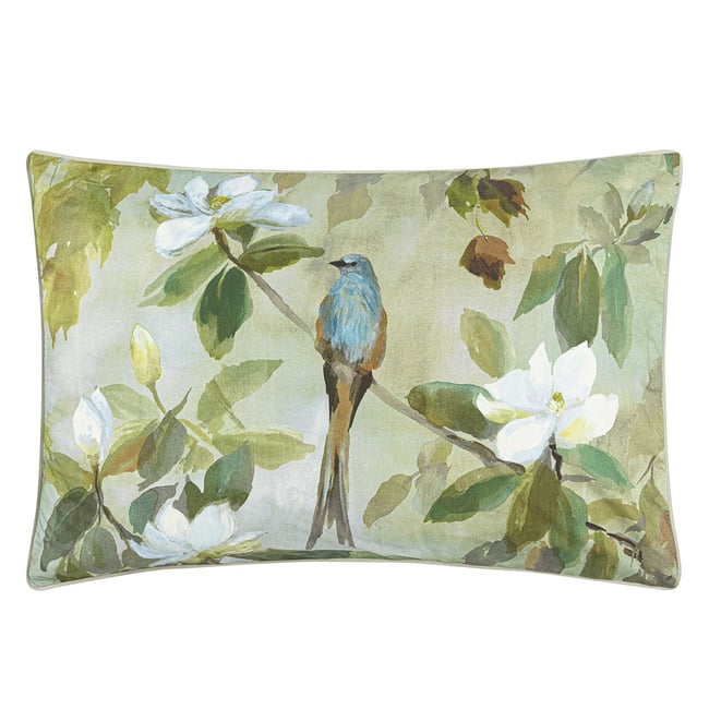 Taie d'oreiller imprimée en percale de coton, MAPLE TREE CELADON bleu <span itemprop=