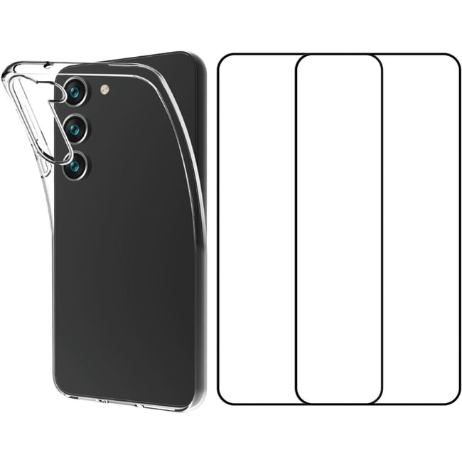 Pack Samsung S23+ Coque souple + verre trempe transparent <span itemprop=
