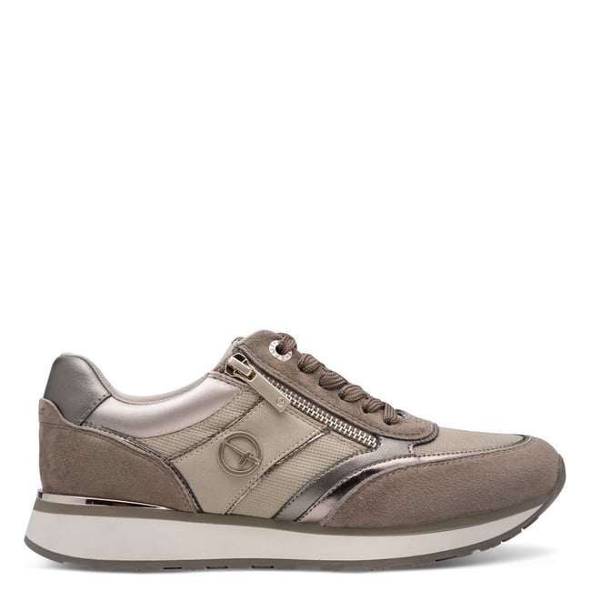Basket à talon beige taupe combiné <span itemprop=