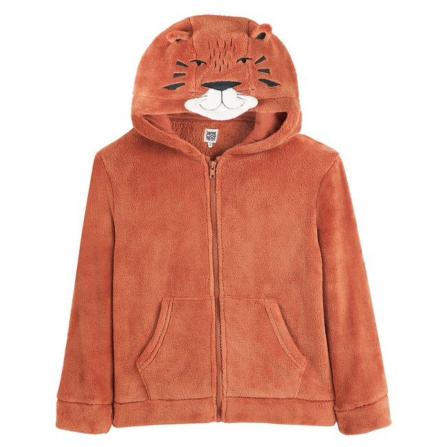 Veste d'intérieur à capuche en polaire camel <span itemprop=