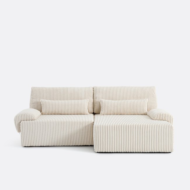 Sofá cama esquinero de pana XL MAONA crudo <span itemprop=