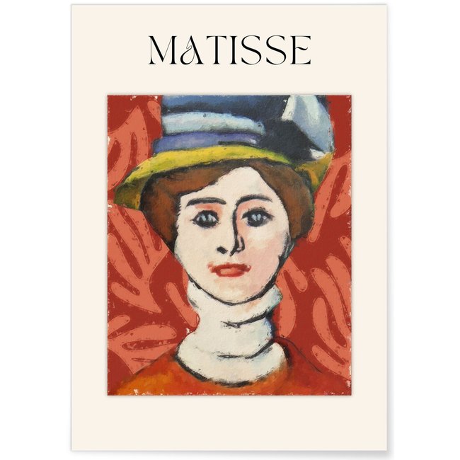 Affiche Matisse - Femme au Chapeau Couleur blanc <span itemprop=