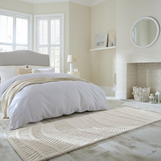 Tapis en laine de couloir VAGUES Couleur blanc <span itemprop=