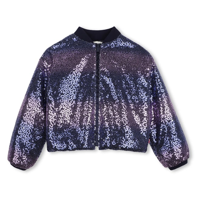 Blouson orné de sequins indigo blue <span itemprop=