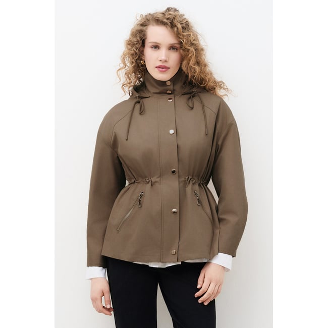 Manteau droit déperlant GMIA marron foncé <span itemprop=