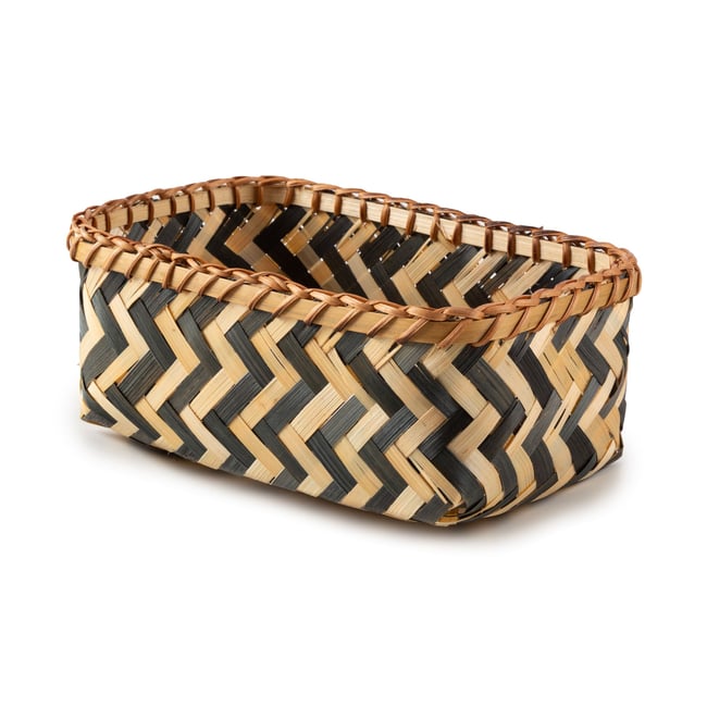 COMPACTOR - Panier de rangement bambou tressé S - 23 x 15 x H.10 cm - Noir Couleur naturel et noir <span itemprop=
