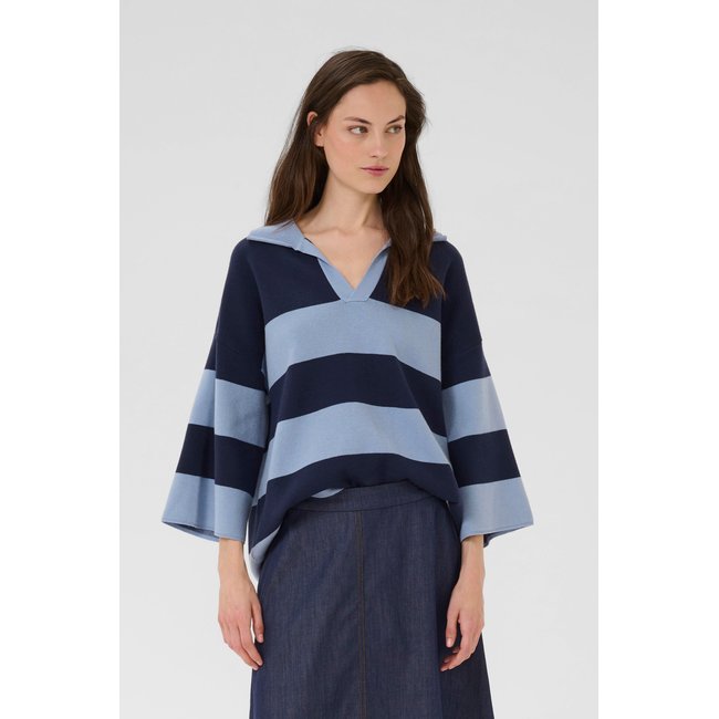 T-shirt à manches courtes coupe ample bleu ombre blue stripe <span itemprop=