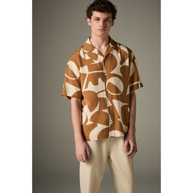Chemise à manches courtes et imprimé texturé naturel <span itemprop=