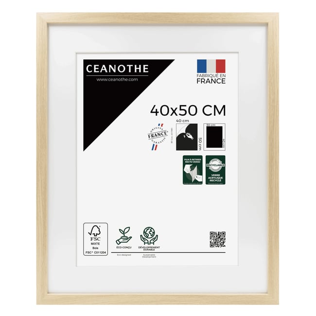 Cadre Photo Avec Passe-partout En Bois Reconstitué Fsc MILAN Couleur bois naturel <span itemprop=