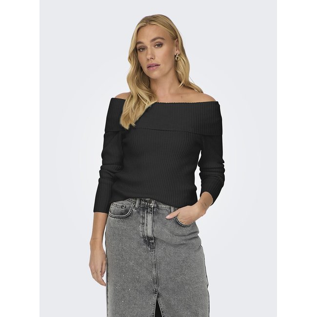 Camisola, ombros a descoberto preto <span itemprop=