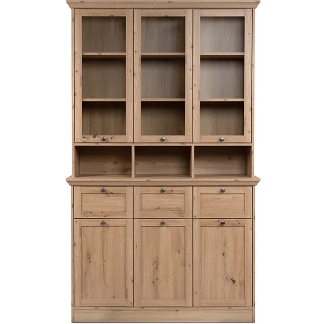 Buffet haut 6 portes 3 tiroirs - SAGA Couleur chêne <span itemprop=