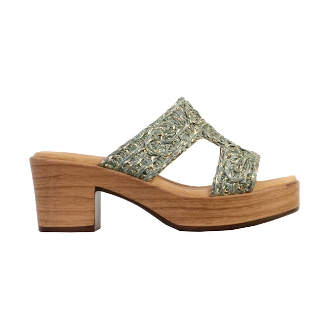 Mules à Enfiler vert d'eau <span itemprop=