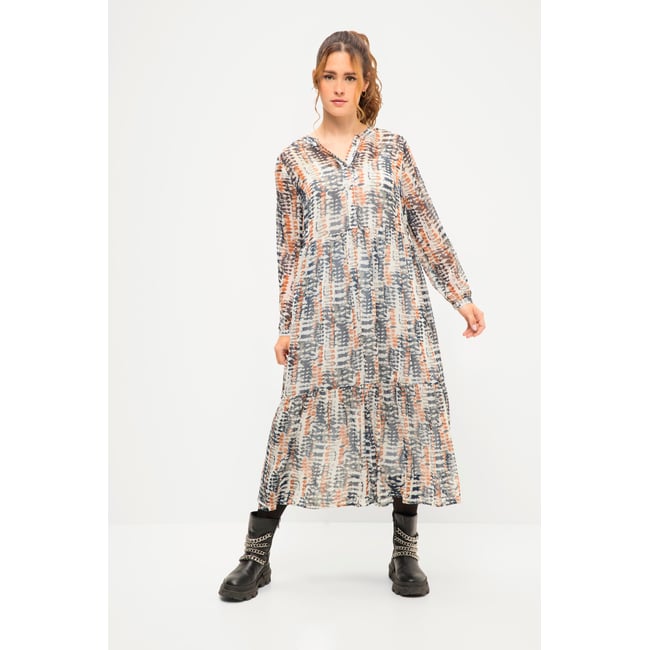 Robe maxi coupe trapèze à imprimé Batik bleu foncé <span itemprop=