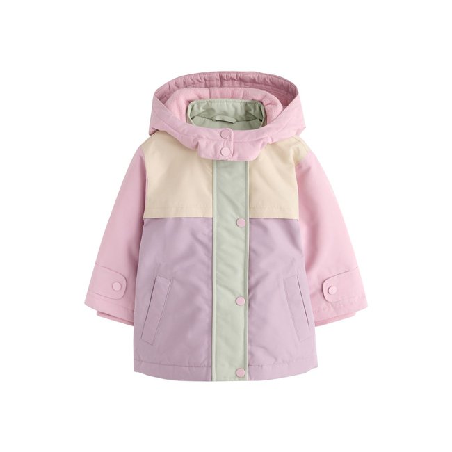 Manteau imperméable blocs de couleurs pastel <span itemprop=
