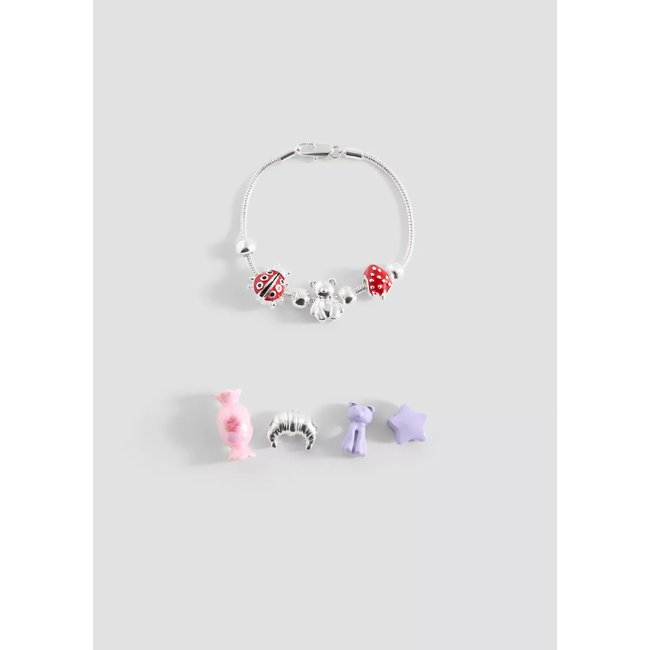 Bracelet breloques combinées argent <span itemprop=
