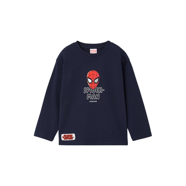 T-shirt manches longues Spiderman marine <span itemprop=