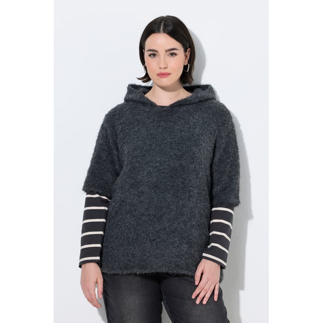 Sweat-shirt à capuche chiné anthracite <span itemprop=