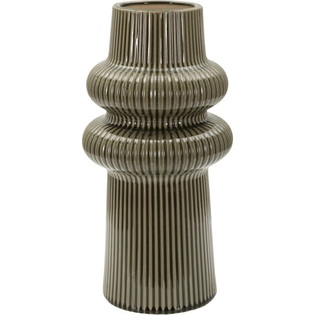 Vase céramique brillant à relief strié MODERN Couleur vert <span itemprop=
