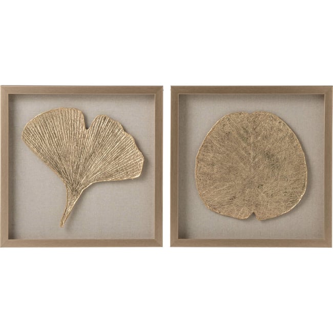 Tableau mural motif végétal, Lot de 2 Couleur doré <span itemprop=