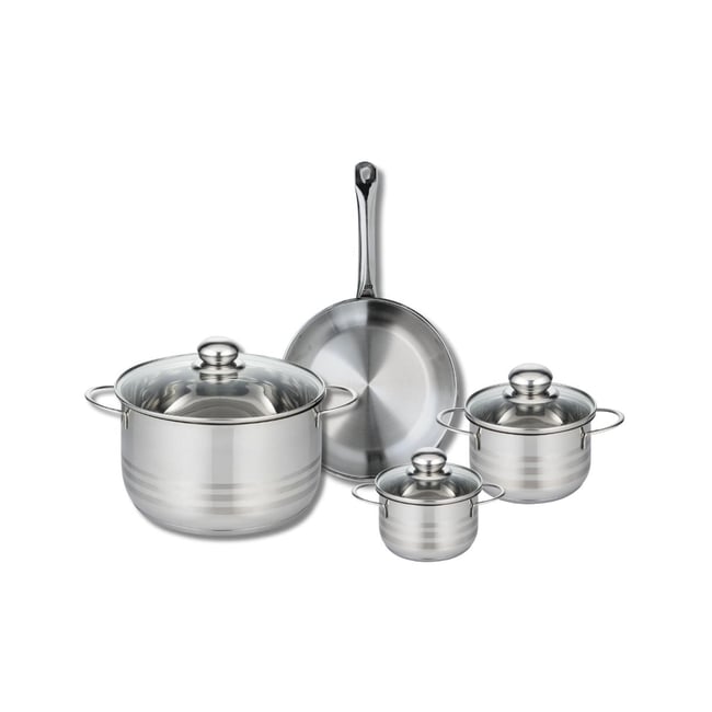 Batterie 1 poêle 24cm + 3 faitouts 12/14/24cm PROFI BRILLANT gris <span itemprop=