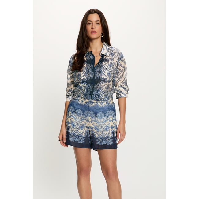 Chemise imprimée col à revers multicolore <span itemprop=